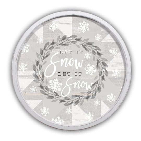 Let it Snow Let it Snow Round White Framed Print Wall Art